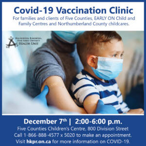 Poster showing COVID vaccination clinic information on Dec. 7.