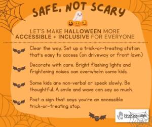 Image giving tips to make Halloween more inclusive for kids