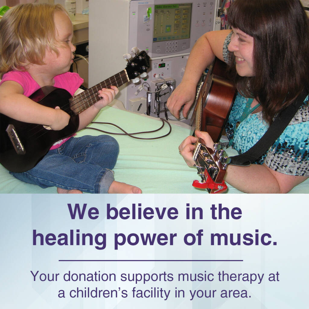 Flyer promoting donations for Music Therapy program