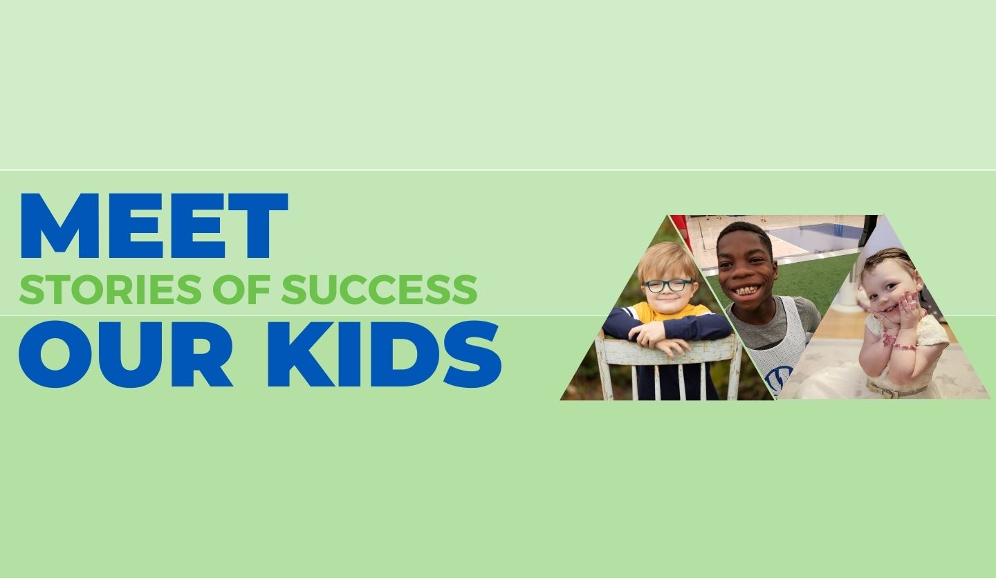 Slider showing kids photos with words 'Stories of Our Success'