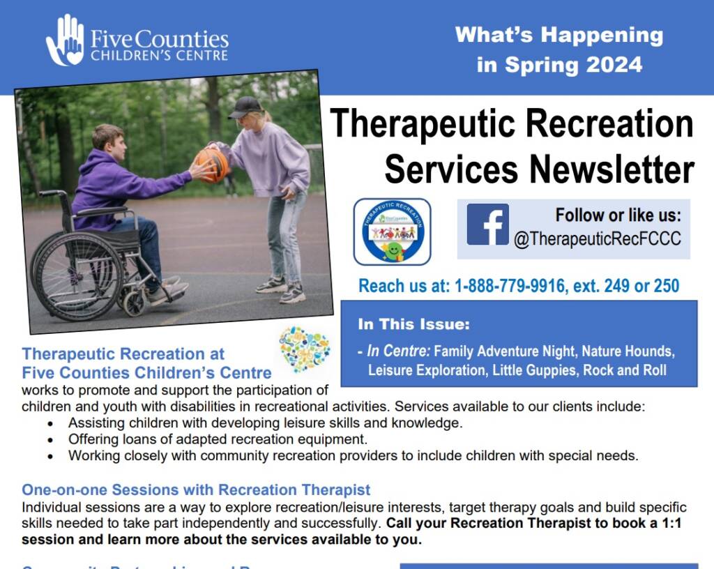 Cover of Therapeutic Recreation Spring 2024 newsletter