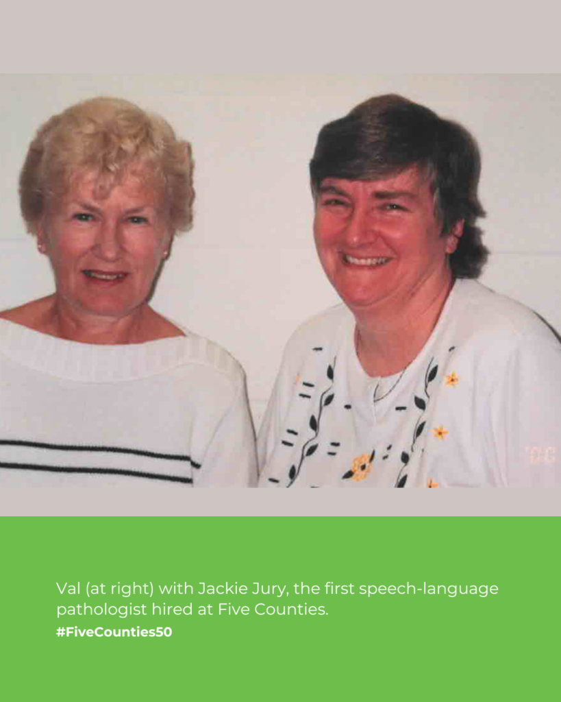 Val Vickers shown with fellow Five Counties therapist Jackie Jury
