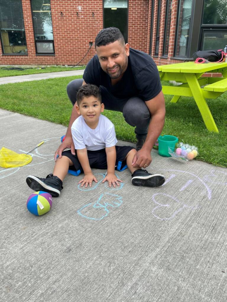 Dad and son at recreation therapy program