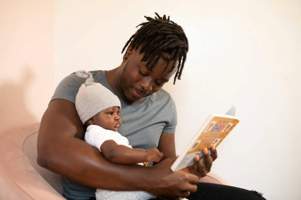 Father reading to child